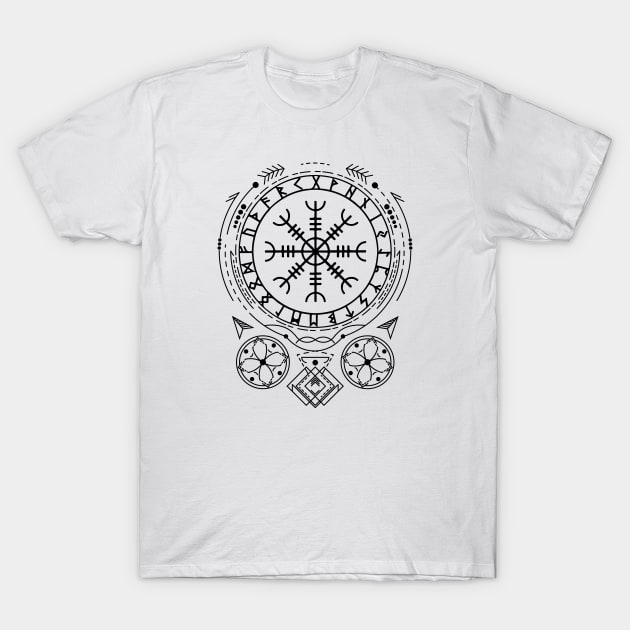 Helm of Awe - Aegishjalmur | Norse Pagan Symbol T-Shirt by CelestialStudio